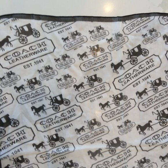NEW AUTHENTIC 2023 COACH LEATHERWARE 100% SILK SCARF SCARVE BLACK WHITE 60"X20" - Picture 3 of 14